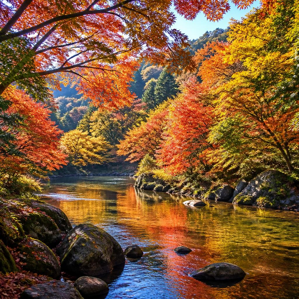 紅葉と自然の美